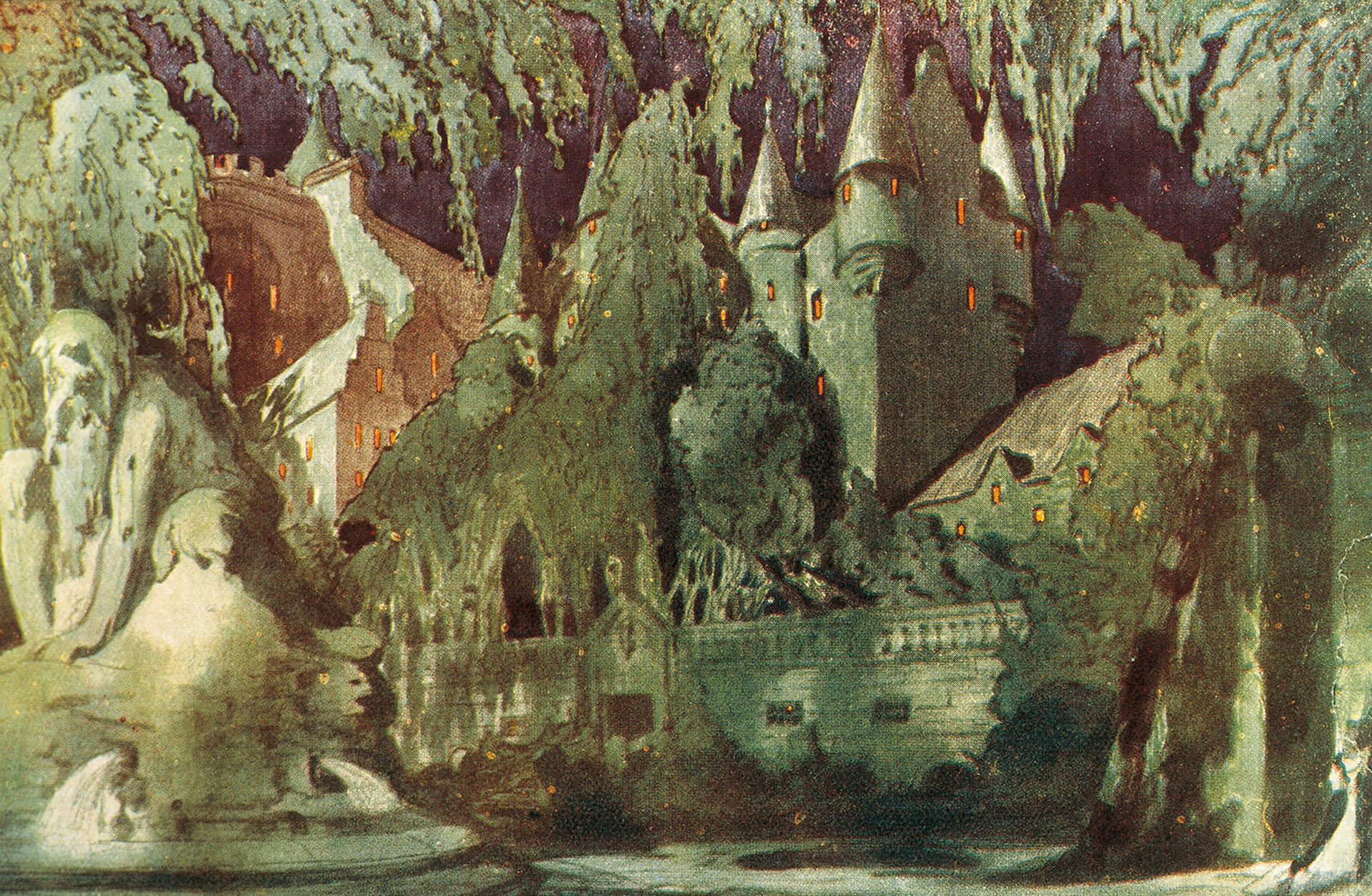 Kuliss till akt 2 av Boris Godunov, akvarell av Leon Bakst (1913).