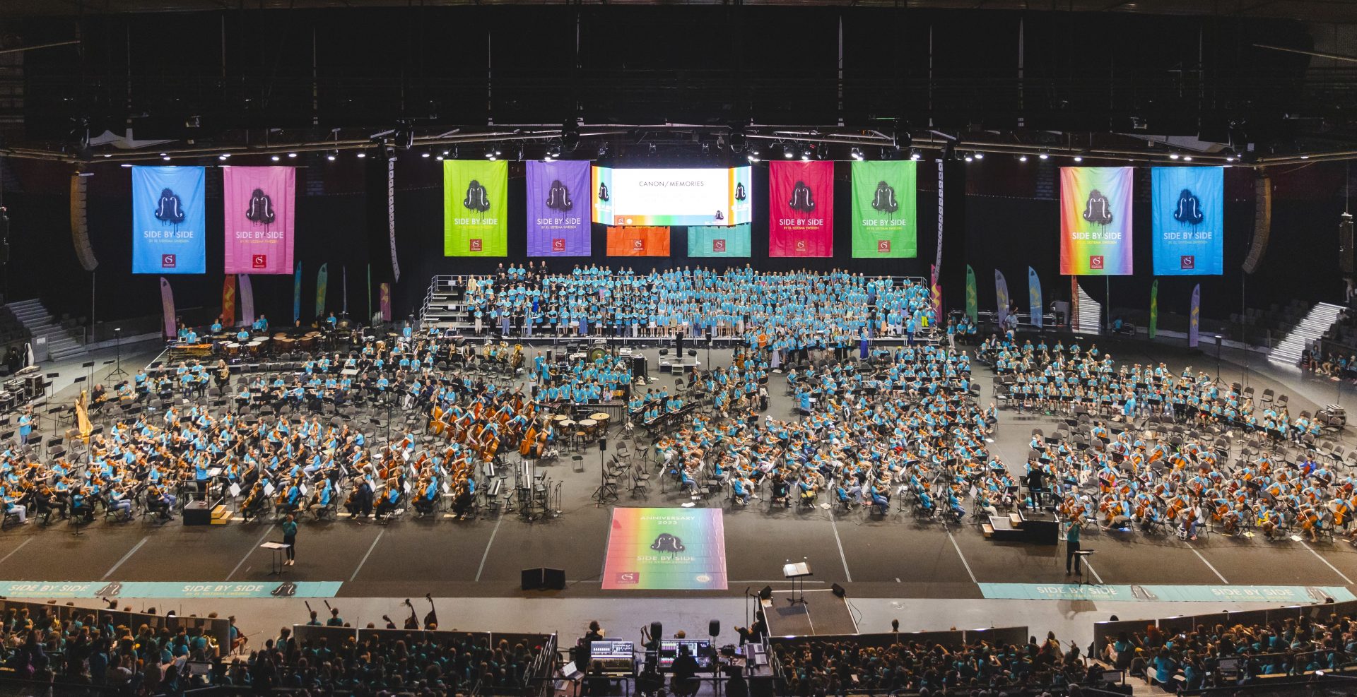 Barn spelar med orkester i arenan Scandinavium