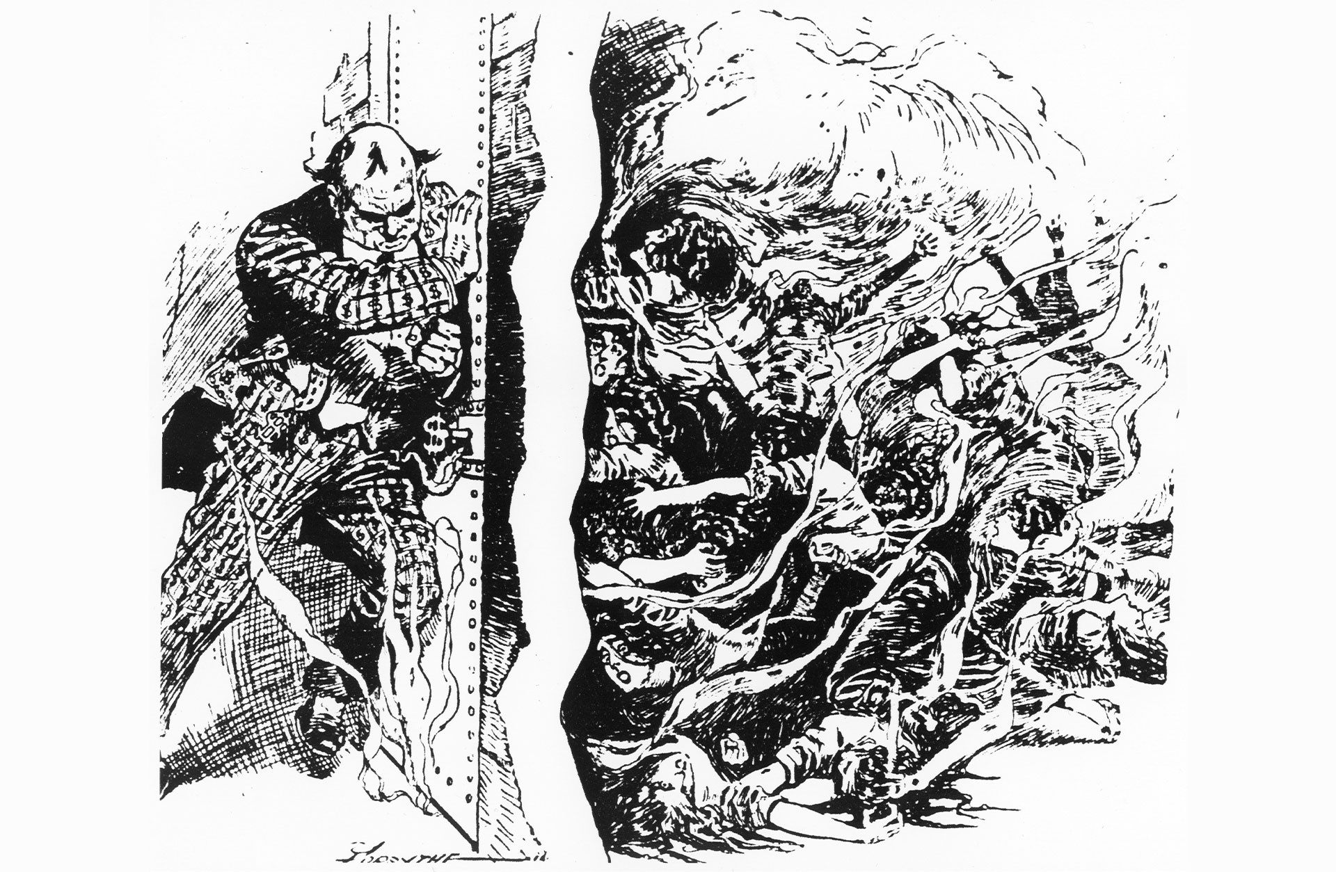 Satirteckning från branden i New York 1911.