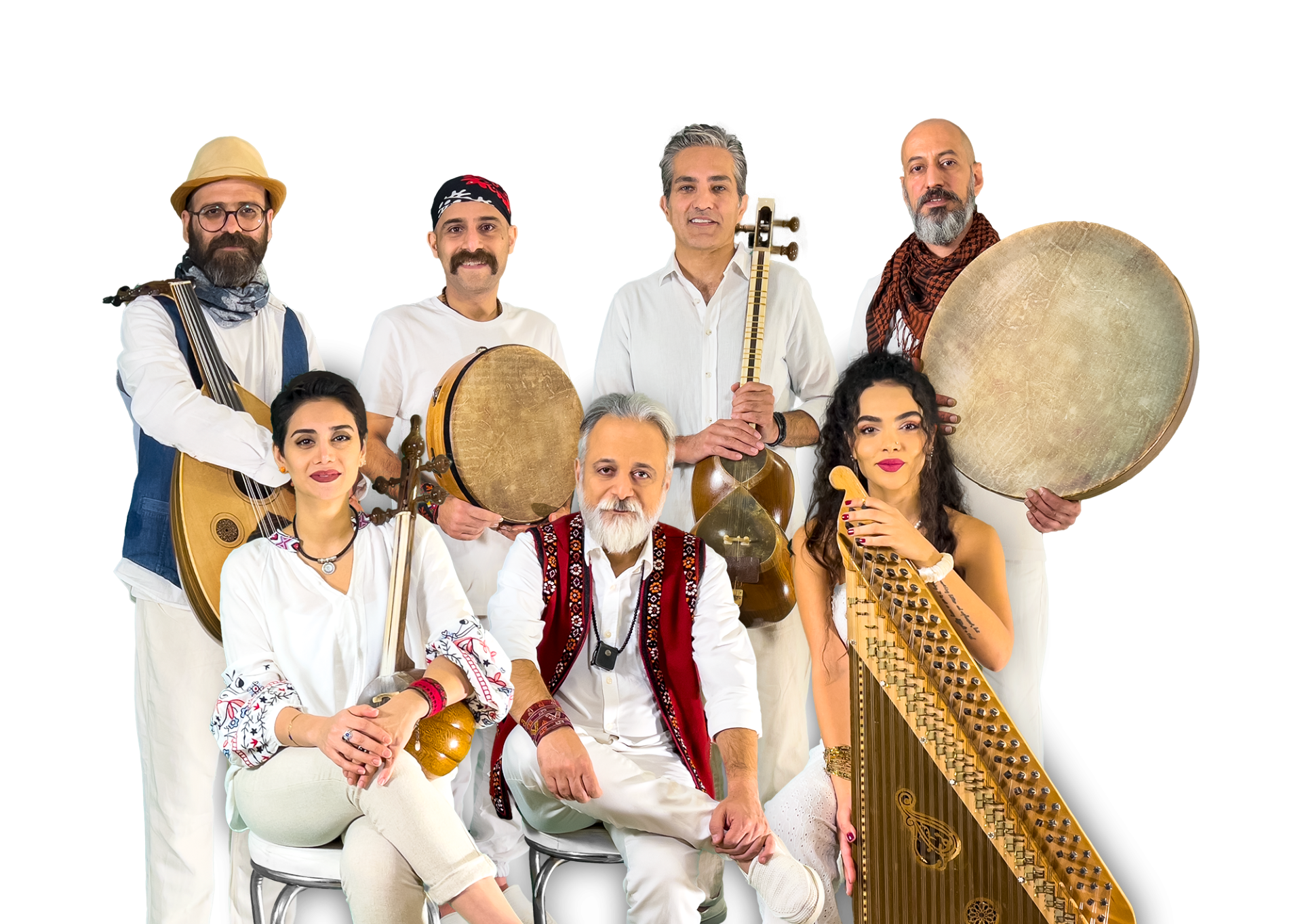 Sju musiker med olika instrument