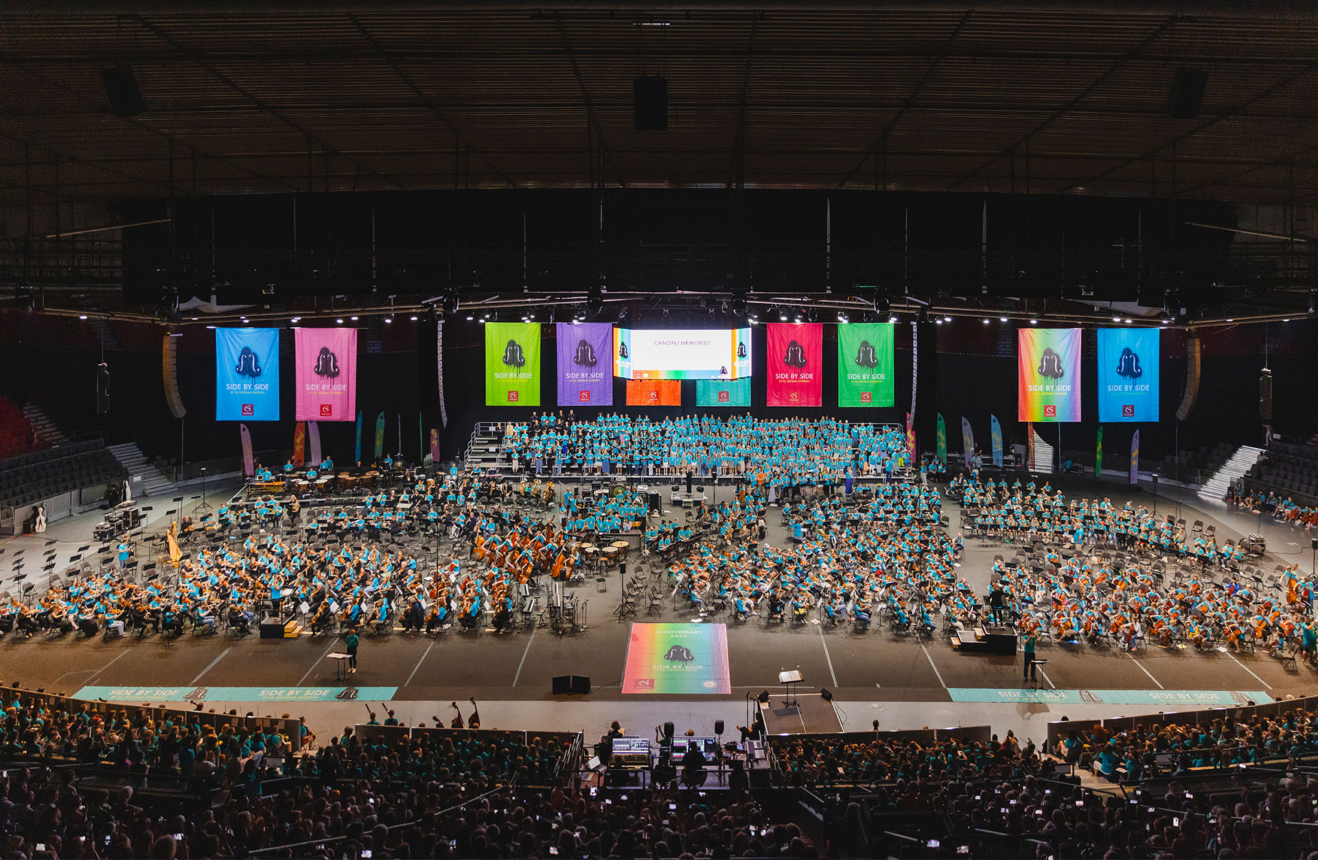 Alla ca 1200 deltagare håller konsert i Scandinavium.