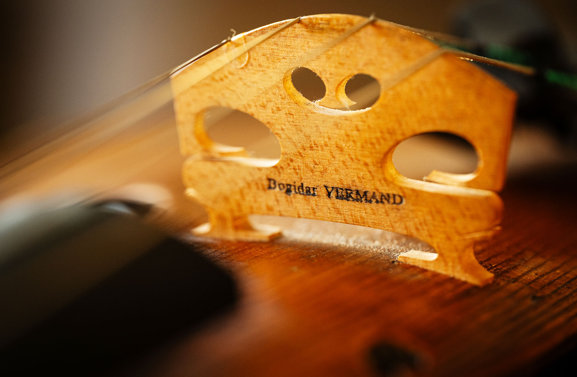 Detaljbild av en fiol.