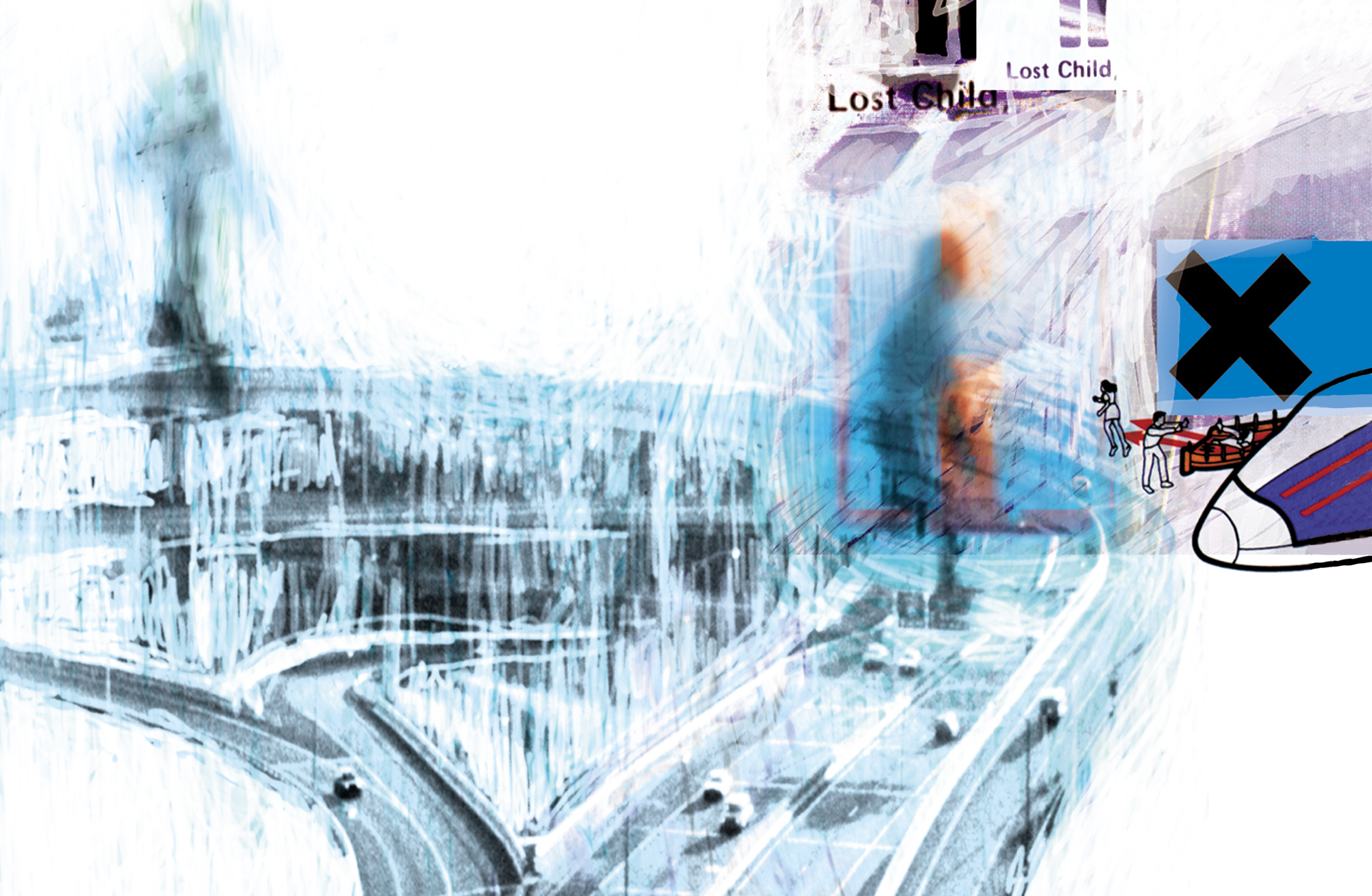 Bild från Radioheads albumframsida av OK Computer.