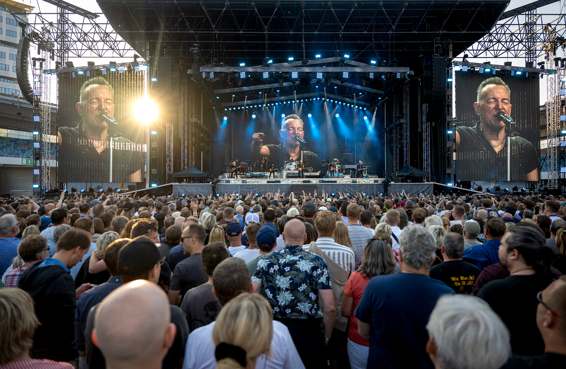 Konsertbild från Ullevi under en konsert med Bruce Springsteen.