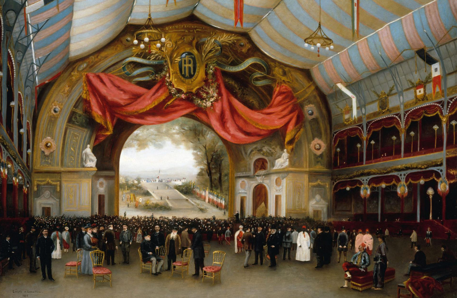 Bild av en oljemålning från en konsert vid världsutställningen i Paris.